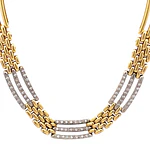 Cadena de Oro 18K Gargantilla Dos Oros Panter Calados Rectangulares y Diamantes