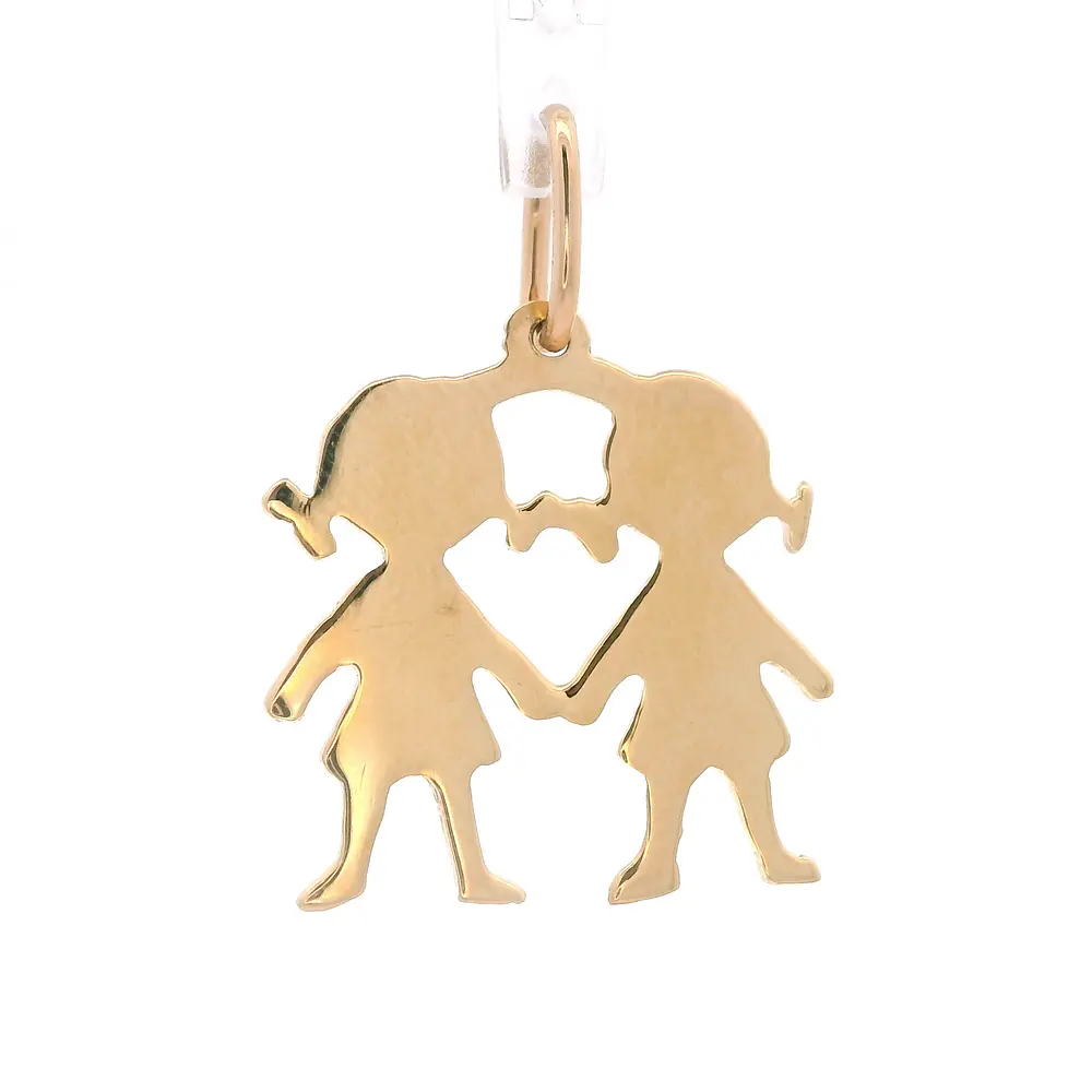 Colgante de Oro Amarillo 18K Niñas Talladas