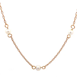 Cadena de Oro Amarillo 18K Limada con Perlas