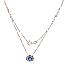 Cadena de Oro Blanco 18K Rolo con Dije Halo, Diamantes