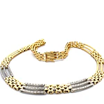 Cadena de Oro 18K Gargantilla Dos Oros Panter Calados Rectangulares y Diamantes