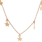 Cadena de Oro Amarillo 18K Limada con 5 Dijes Estrellas Colgantes