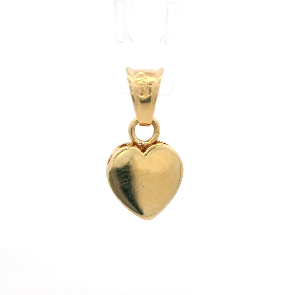 Colgante de Oro Amarillo 18K Chatón Corazón con 1 Piedra Fucsia