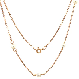 Cadena de Oro Amarillo 18K Limada con Perlas