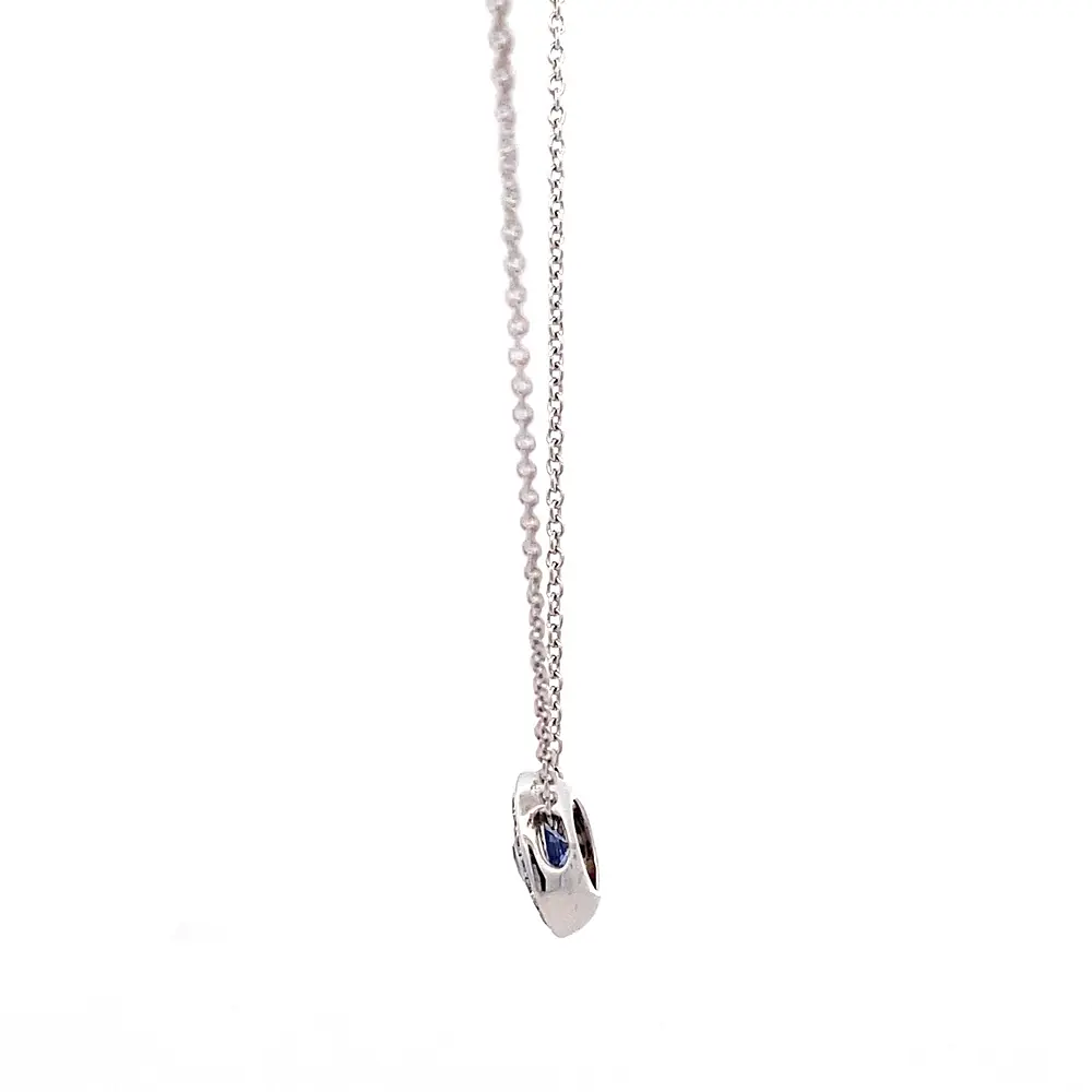 Cadena de Oro Blanco 18K Rolo con Dije Halo, Diamantes