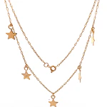 Cadena de Oro Amarillo 18K Limada con 5 Dijes Estrellas Colgantes