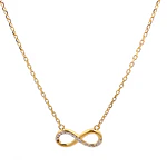 Cadena de Oro Amarillo 18K Limada con Dije Infinito y Micropiedras Incoloras