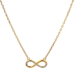 Cadena de Oro Amarillo 18K Limada con Dije Infinito y Micropiedras Incoloras