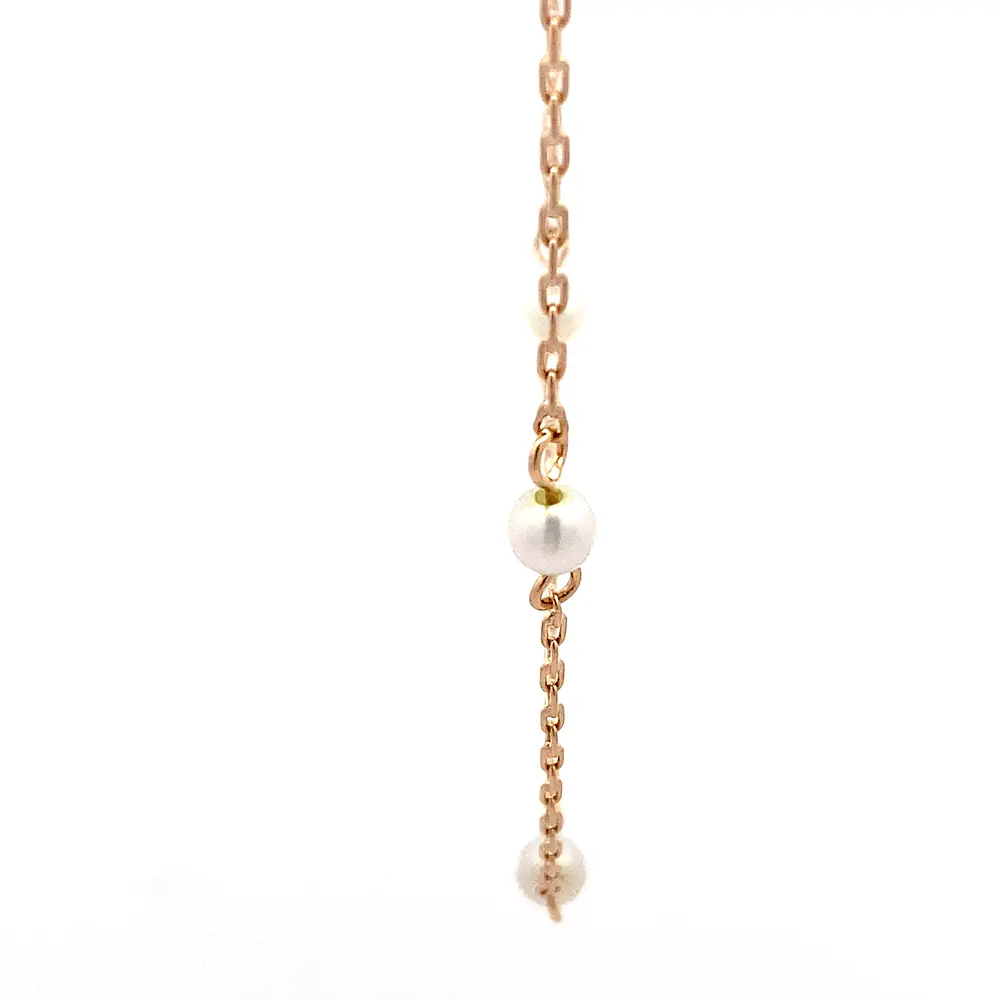 Cadena de Oro Amarillo 18K Limada con Perlas