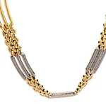 Cadena de Oro 18K Gargantilla Dos Oros Panter Calados Rectangulares y Diamantes