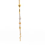 Cadena de Oro 18K Rosario Tres Oros Tejido Veneciana con Esferas Diamantadas