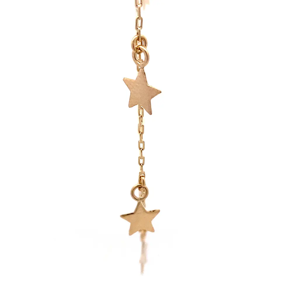 Cadena de Oro Amarillo 18K Limada con 5 Dijes Estrellas Colgantes