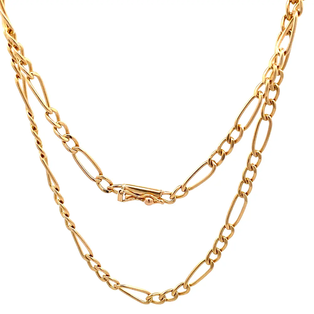 Cadena de Oro Amarillo 18K Fígaro 3x1