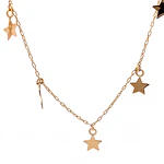 Cadena de Oro Amarillo 18K Limada con 5 Dijes Estrellas Colgantes