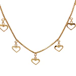 Cadena de Oro Amarillo 18K Veneciana con 7 Dijes Corazones Colgantes