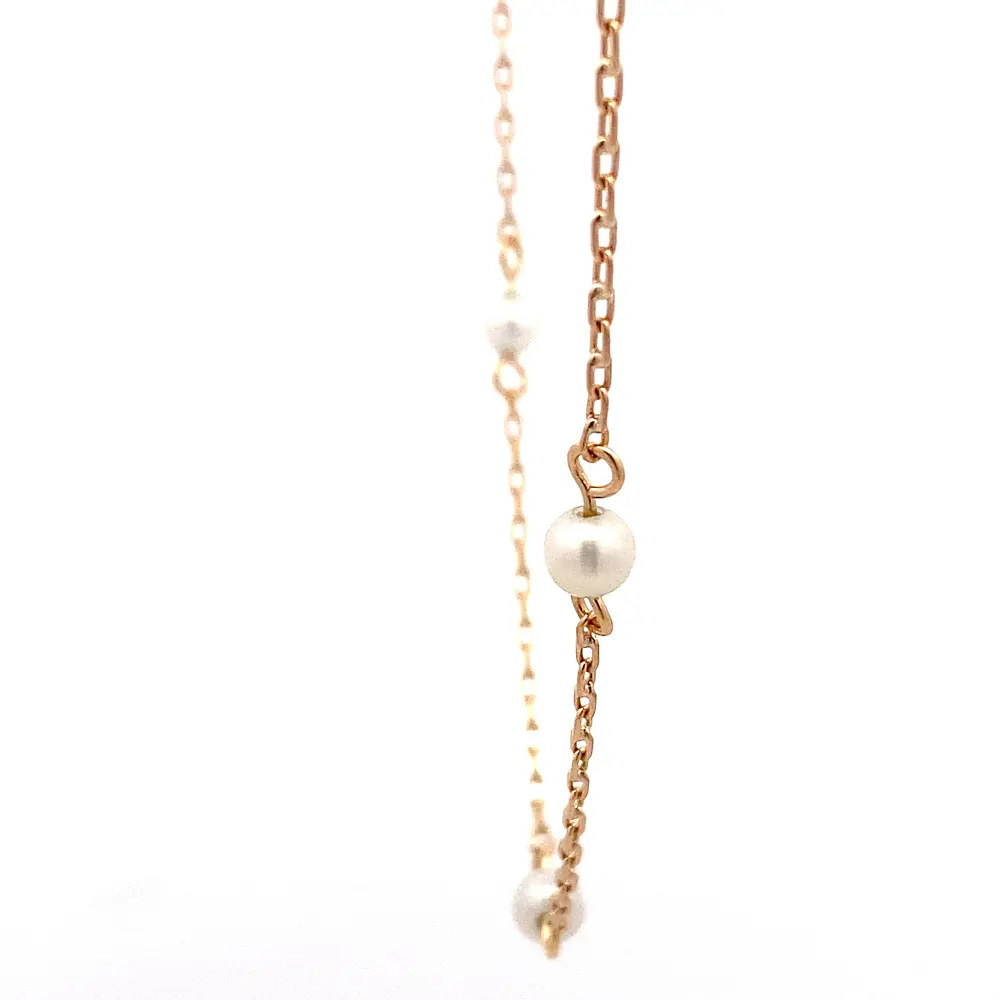 Cadena de Oro Amarillo 18K Limada con Perlas