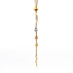 Cadena de Oro 18K Rosario Tres Oros Tejido Veneciana con Esferas Diamantadas