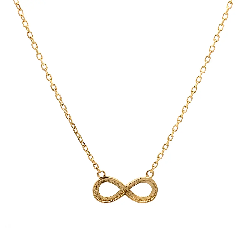Cadena de Oro Amarillo 18K Limada con Dije Infinito y Micropiedras Incoloras