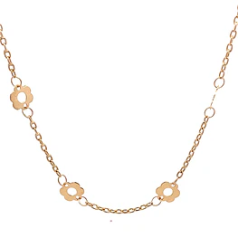 Cadena de Oro Amarillo 18K Limada con Dijes Flores