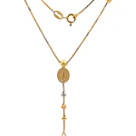 Cadena de Oro 18K Rosario Tres Oros Tejido Veneciana con Esferas Diamantadas