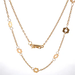 Cadena de Oro Amarillo 18K Limada con Dijes Flores