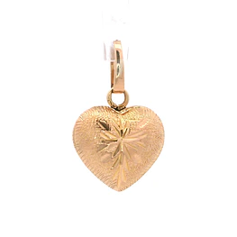 Colgante de Oro Rosado 18K Corazón Bombe Tallado 