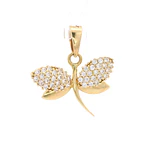 Colgante de Oro Amarillo 18K Libélula con 1 micropiedra Incolora