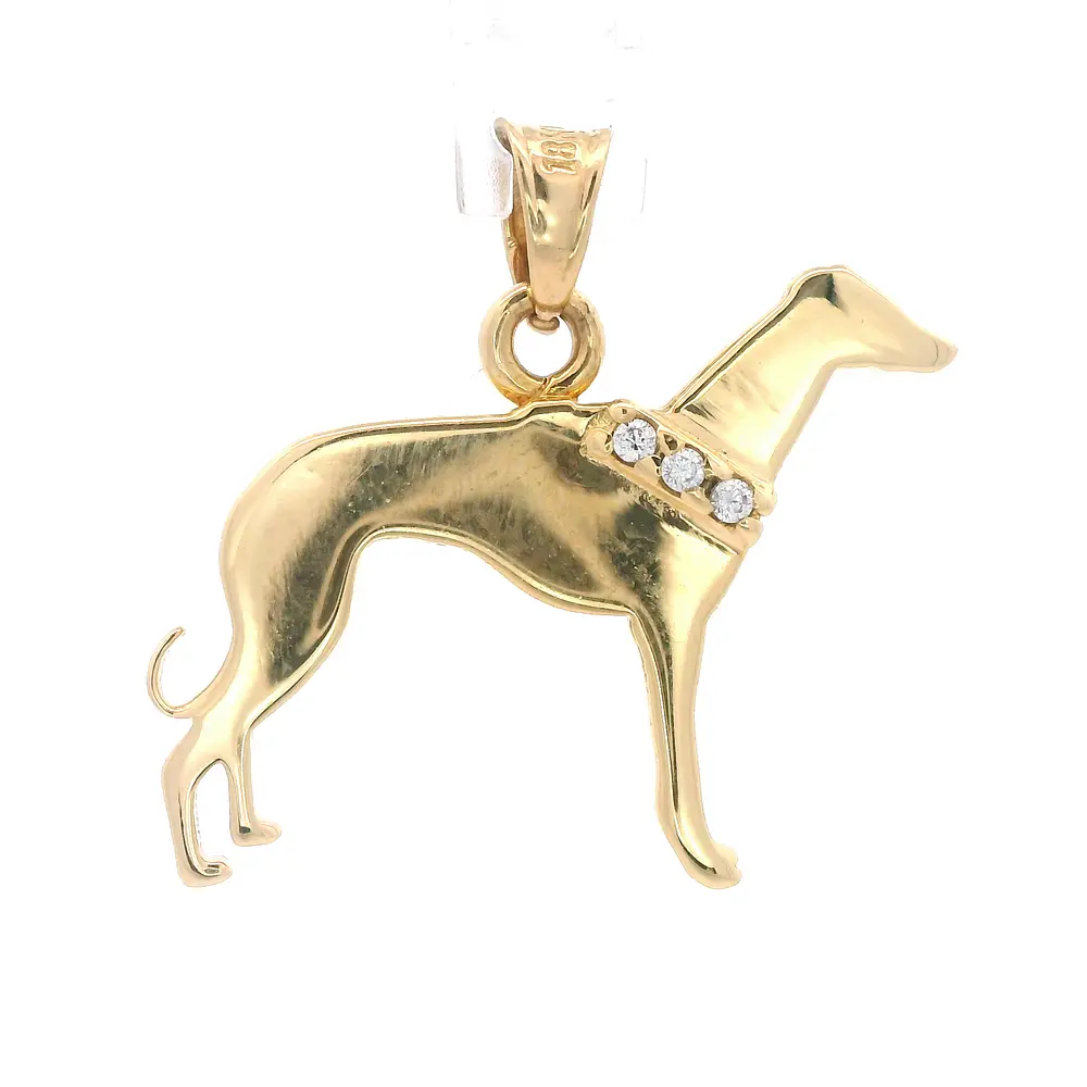 Colgante de Oro Amarillo 18K Perro con Micropiedras Incoloras