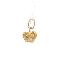 Colgante de Oro Amarillo 18K Corona con 1 Piedra Incolora