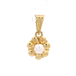 Colgante de Oro Amarillo 18K Flor con Pistilos, 1 Perla