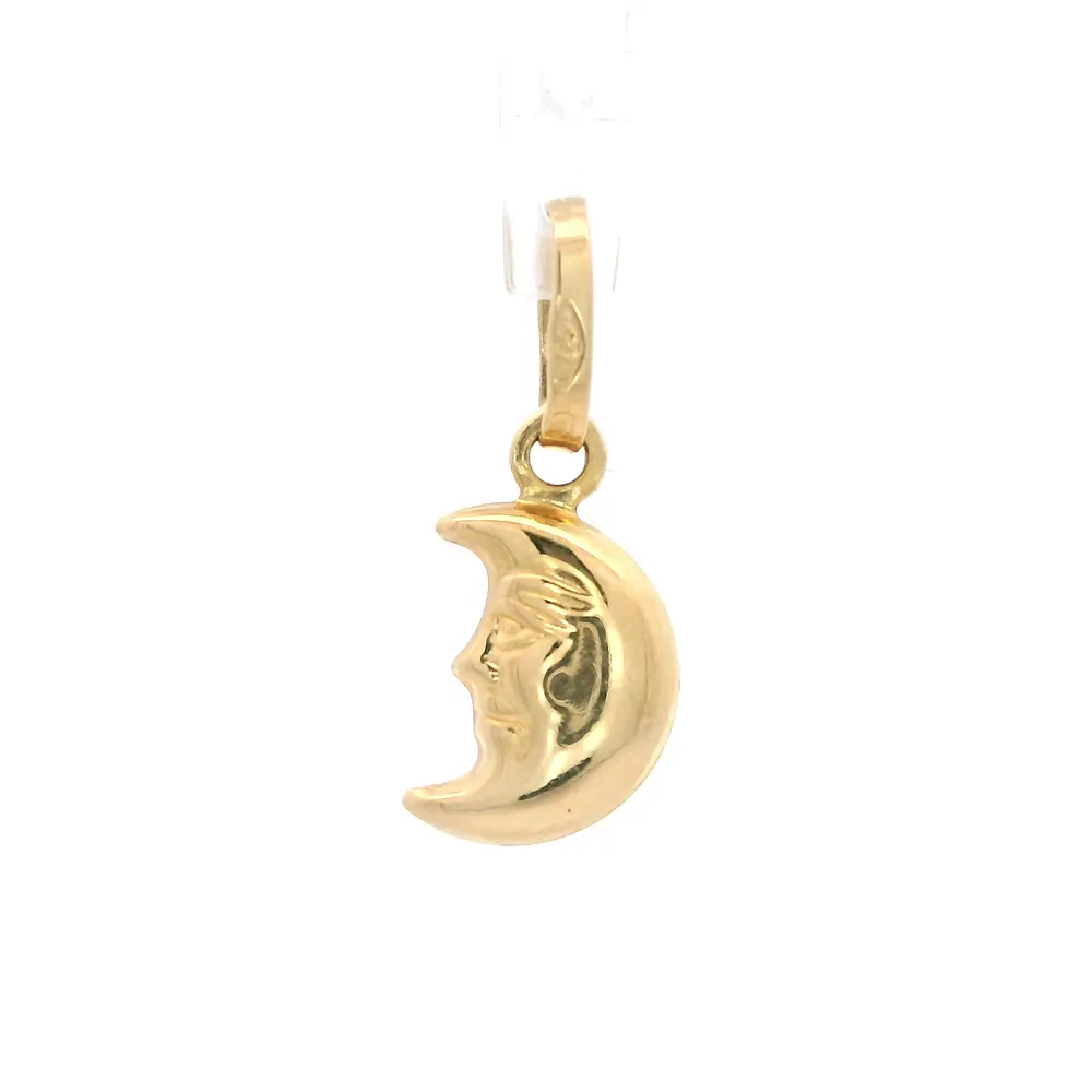 Colgante de Oro Amarillo 18K Luna Bombe Tallada