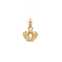 Colgante de Oro Amarillo 18K Corona con 1 Piedra Incolora