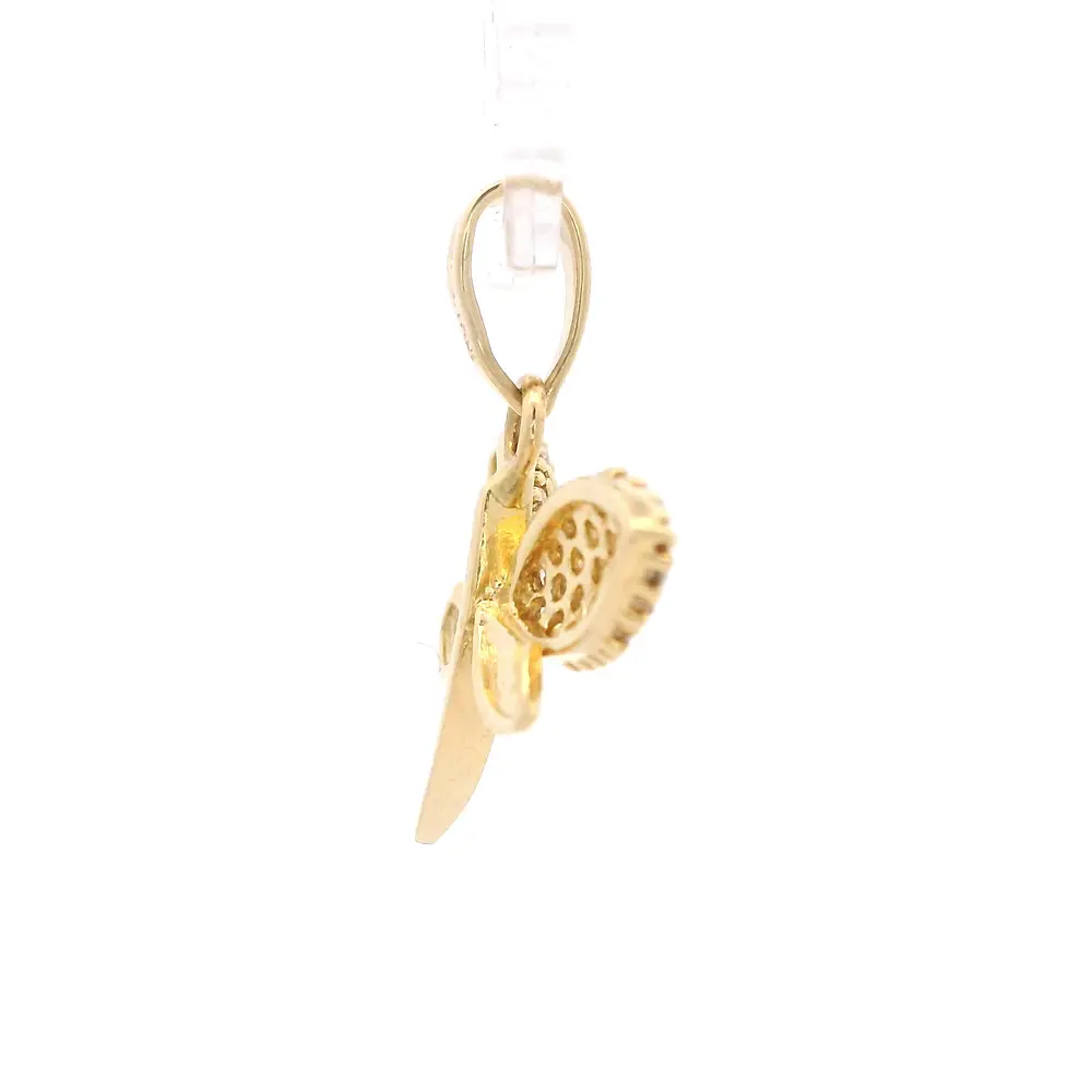 Colgante de Oro Amarillo 18K Libélula con 1 micropiedra Incolora