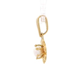 Colgante de Oro Amarillo 18K Flor con Pistilos, 1 Perla