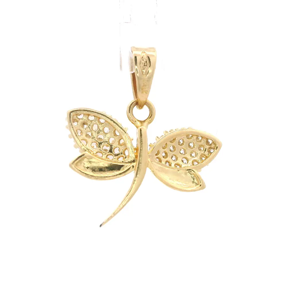 Colgante de Oro Amarillo 18K Libélula con 1 micropiedra Incolora