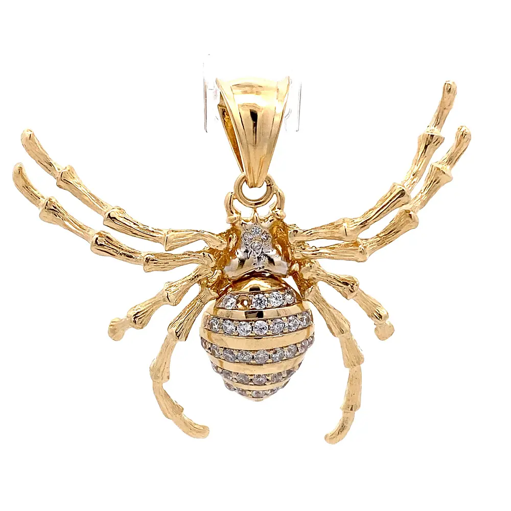 Colgante de Oro Amarillo 18K Araña con Piedras Incoloras