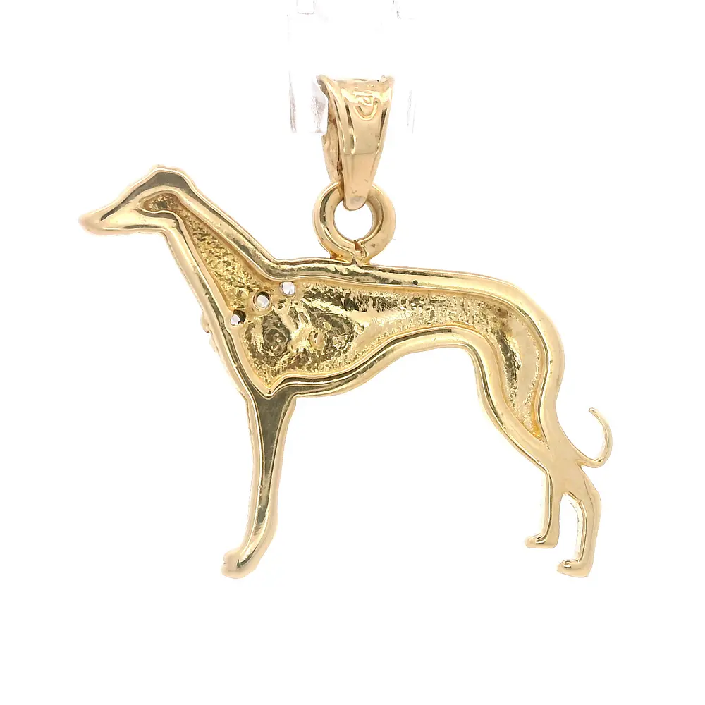 Colgante de Oro Amarillo 18K Perro con Micropiedras Incoloras