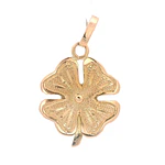 Colgante de Oro Amarillo 18K Flor Trébol Tallada