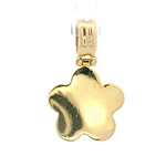 Colgante de Oro Amarillo 18K Flor con 1 Piedra Fucsia