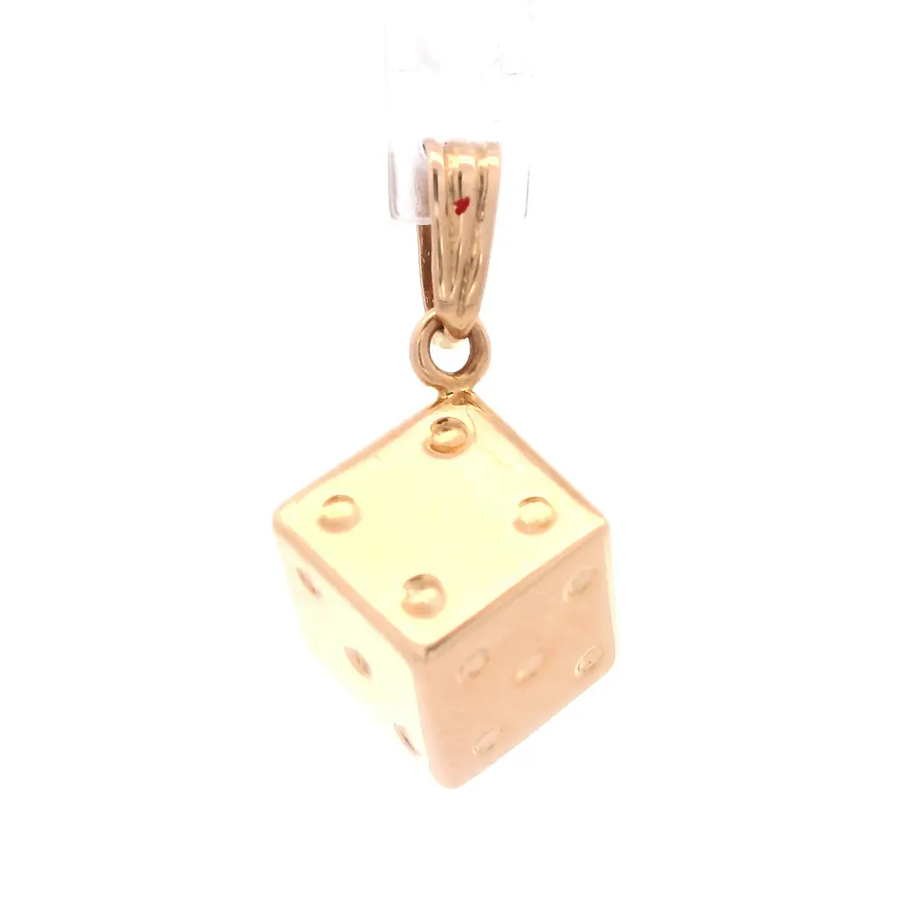 Colgante de Oro Amarillo 18K Dado con 1 Micropiedra Incolora