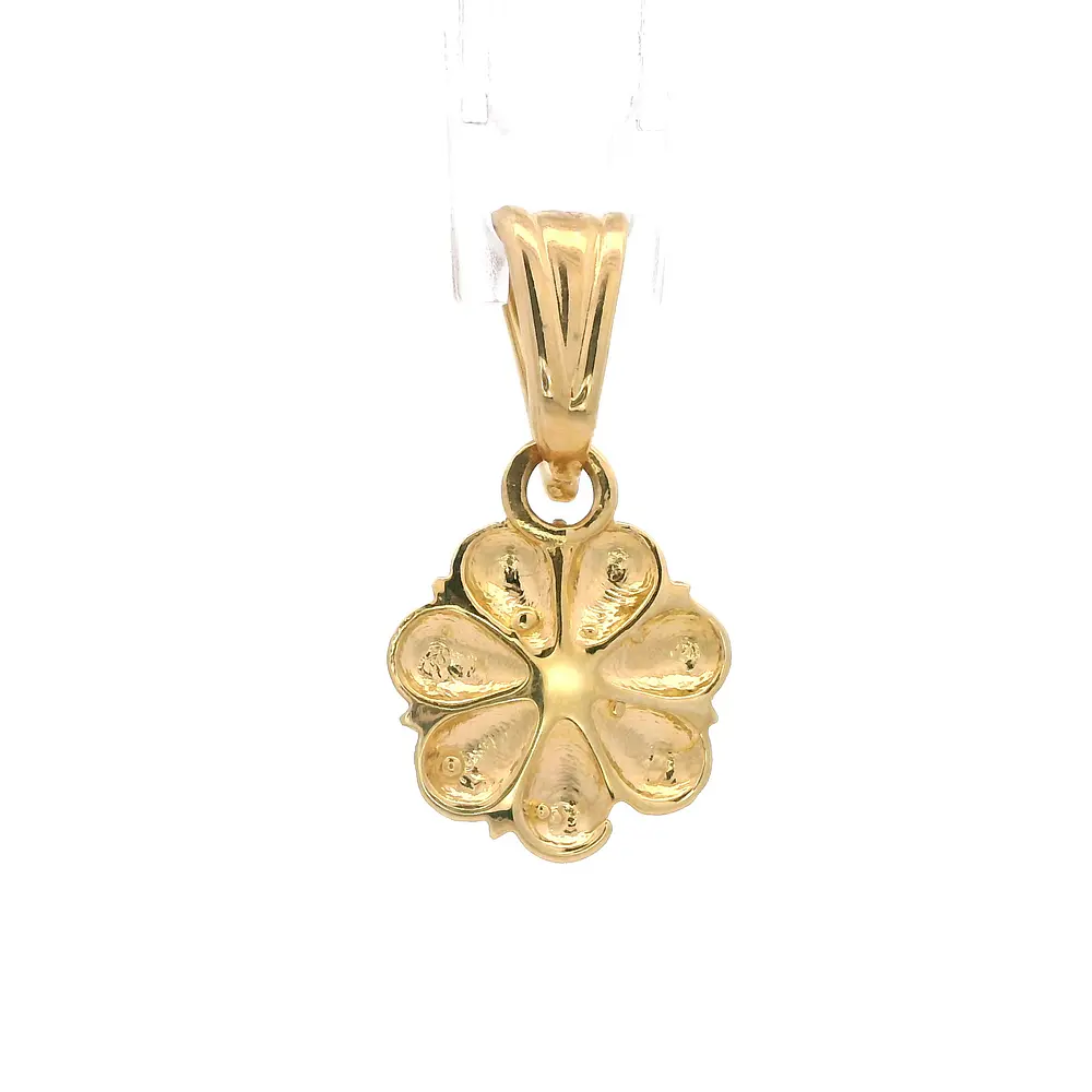 Colgante de Oro Amarillo 18K Flor con Pistilos, 1 Perla