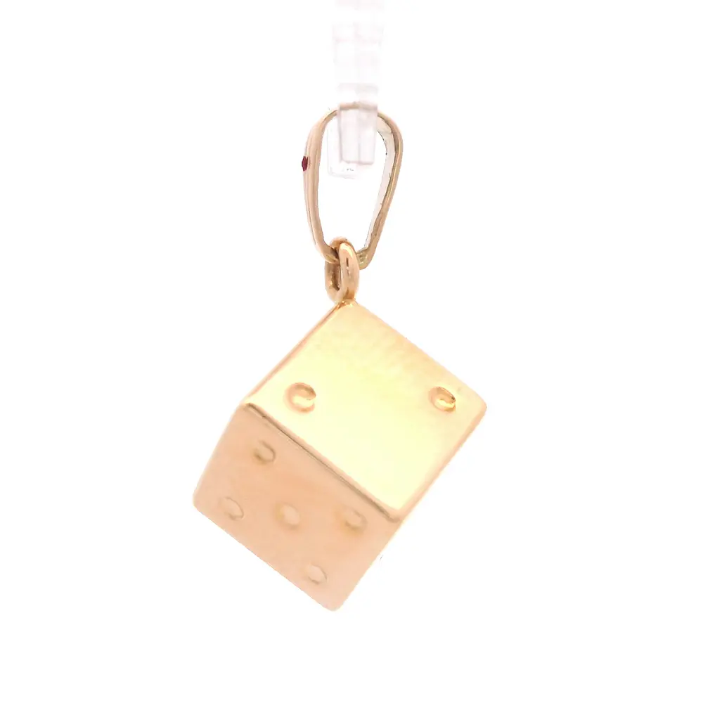 Colgante de Oro Amarillo 18K Dado con 1 Micropiedra Incolora