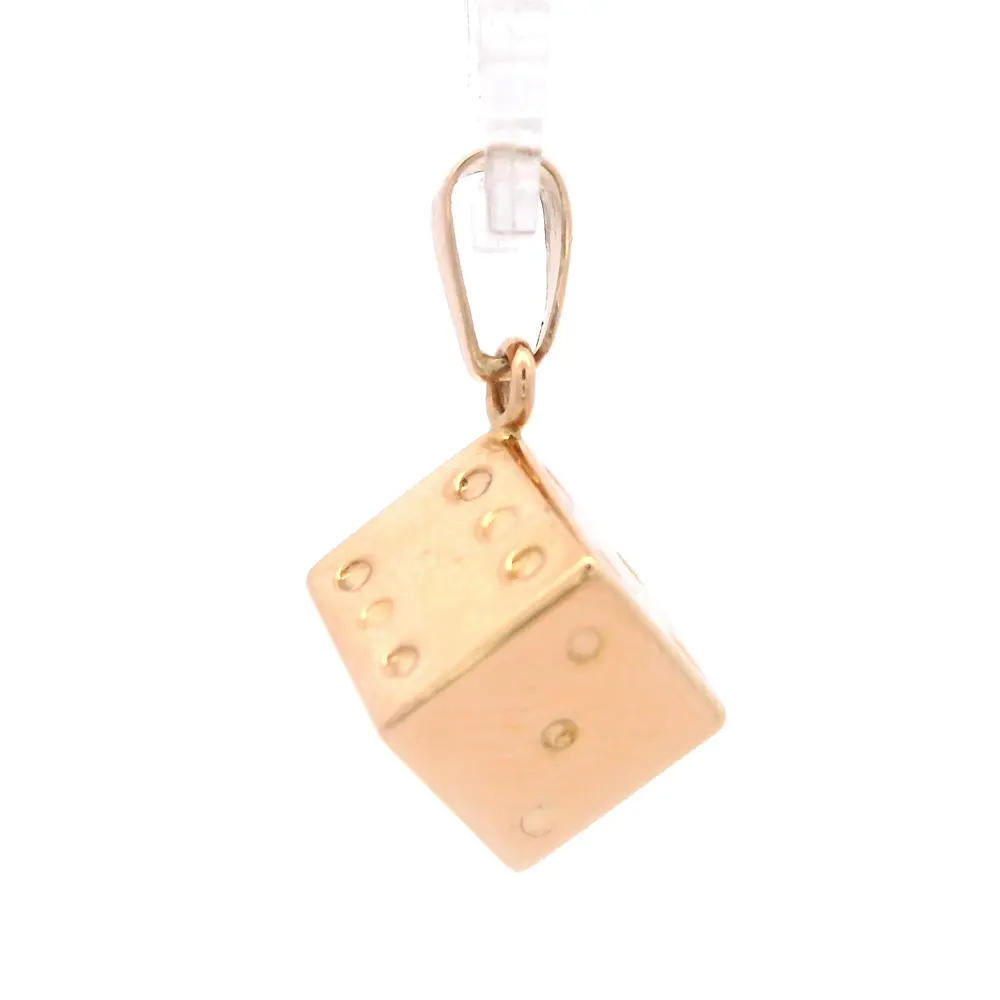 Colgante de Oro Amarillo 18K Dado con 1 Micropiedra Incolora