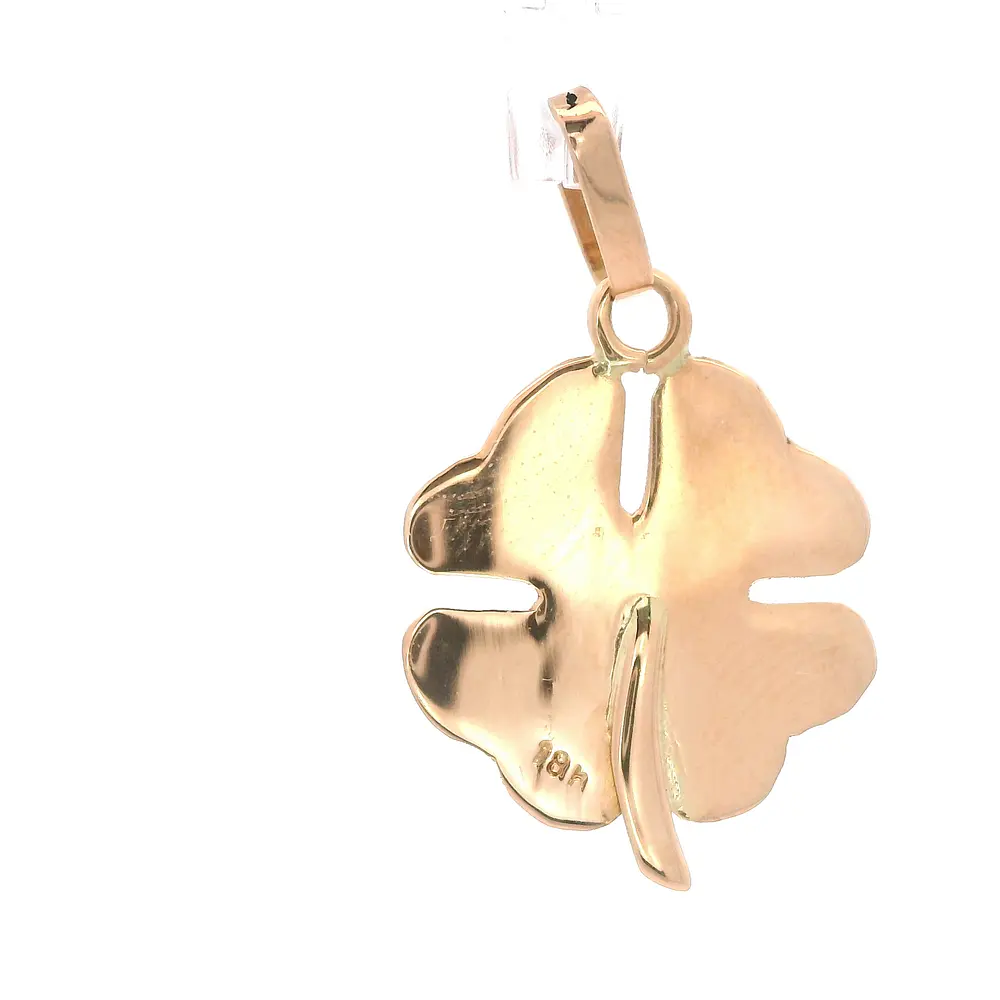 Colgante de Oro Amarillo 18K Flor Trébol Tallada