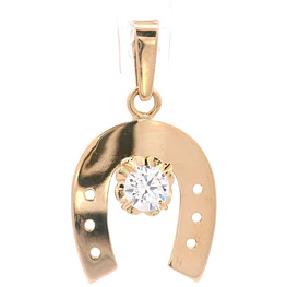 Colgante de Oro Amarillo 18K Herradura con Chatón, 1 Piedra Incolora