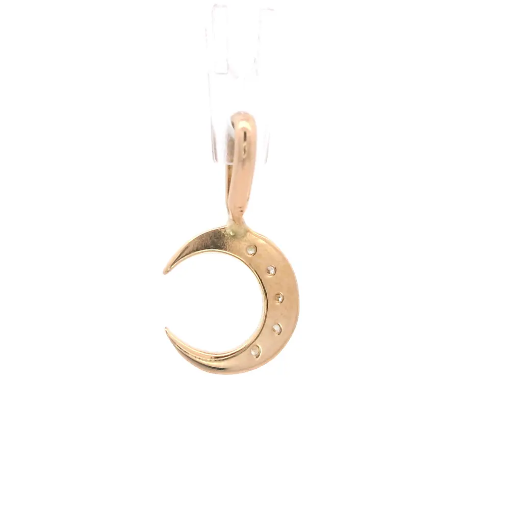 Colgante de Oro Amarillo 18K Media Luna con Micropiedras Incoloras