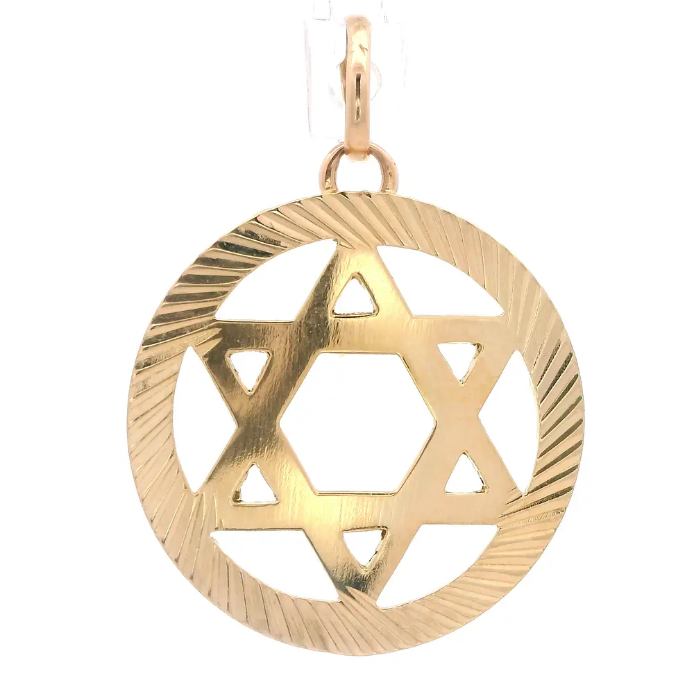 Colgante de Oro Amarillo 18K Estrella de David Tallada