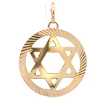 Colgante de Oro Amarillo 18K Estrella de David Tallada