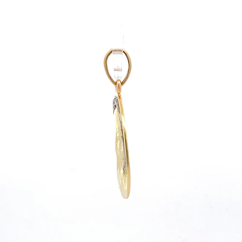 Colgante de Oro 18K Medalla Virgen Niña Dos Oros con Micropiedras Incoloras