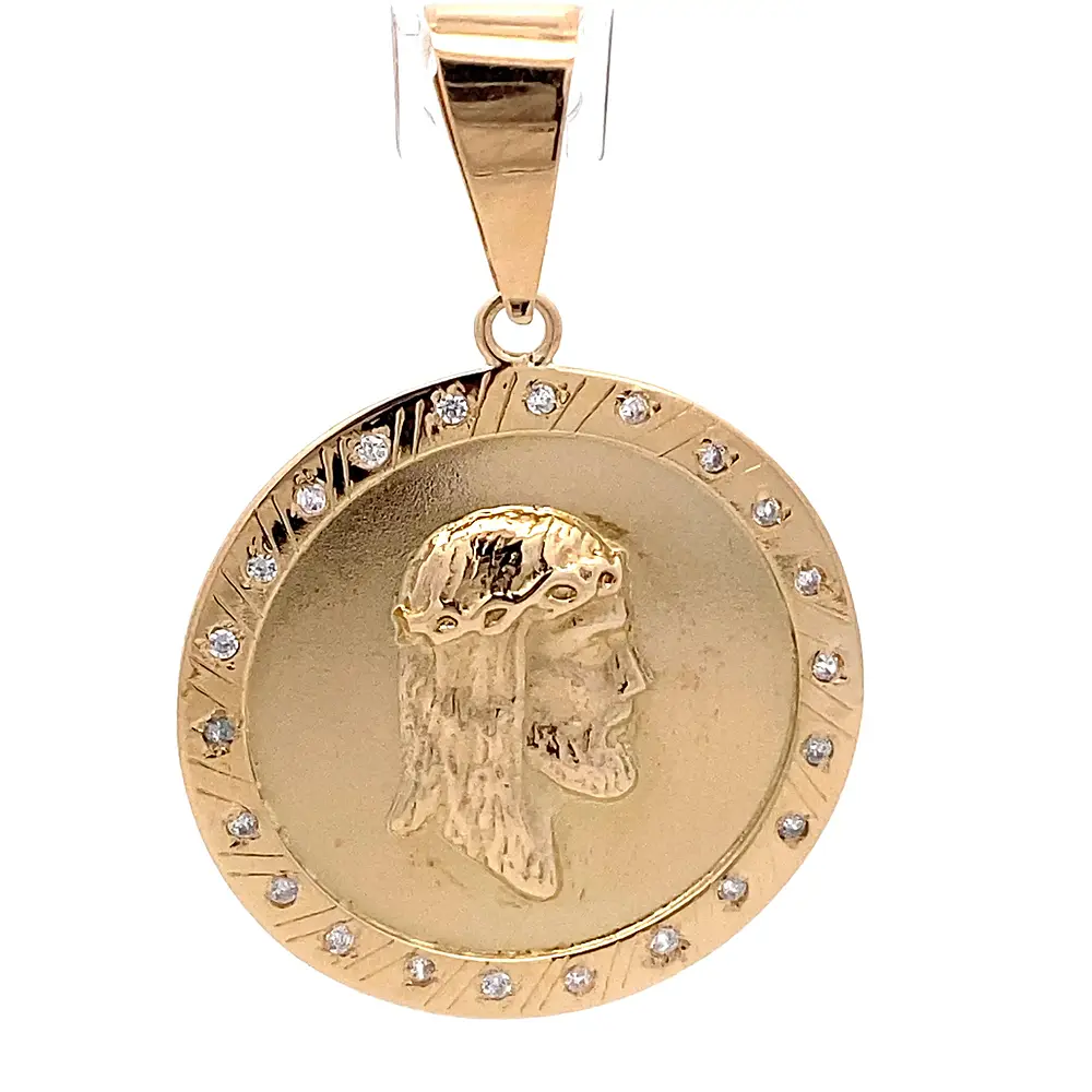 Colgante de Oro Amarillo 18K Medalla Rostro de Cristo